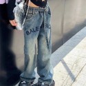 バレンシアガ 女の子 デニムパンツ 子供服 balenciaga ジーパン ジュニア ワイドパンツ ロングパンツ ボトムス ゆったり 長ズボン 通園 通学 普段着 美脚ストレッチ カジュアル