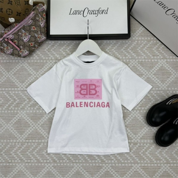 Balenciaga バレンシアガ 子供tシャツ ハイブランド夏ブランドtシャツ キッズ服 上着カジュアルTシャツ カットソー 90¬160cm tシャツ 激安パロディ