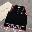 ブランド CELINE セリーヌ ノースリーブ ニット カラー スリム レディース シャツ ワイシャツ 半袖 ビジネス 襟つき ニットベスト 夏