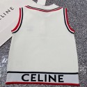 ブランド CELINE セリーヌ ノースリーブ ニット カラー スリム レディース シャツ ワイシャツ 半袖 ビジネス 襟つき ニットベスト 夏