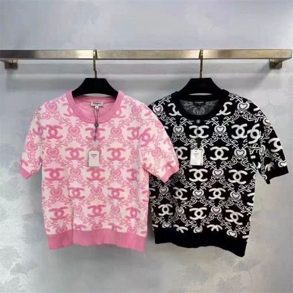 Chanel ブランド ニット 半袖 レディース シャネル サマーセーター  Tシャツ サマーニット 半袖セーター 通気 トップス ニットソー 着痩せ 伸縮性 春 夏 秋