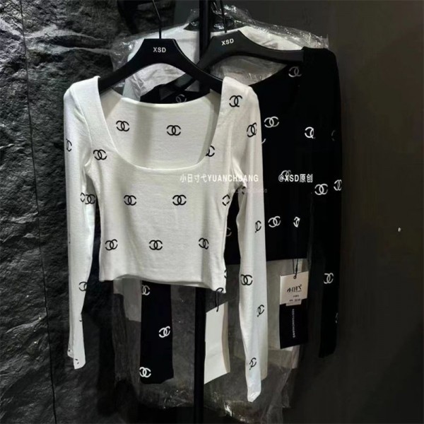 Chanel シャネル長袖 tシャツ ハイブランドブランドtシャツ高品質韓国 パチモン tシャツ20代 30代40代tシャツ 激安パロディ