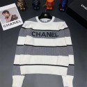 Chanel シャネル ブランド ニット セーター プルオーバーセーター ボーダー柄セーター 防寒セーター 秋冬セーター メンズ クルーネック 長袖 刺繍ロゴ おしゃれ 大きいサイズ 人気 インナー 韓国風 カジュアル