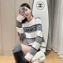 Chanel シャネル ブランド ニット セーター プルオーバーセーター ボーダー柄セーター 防寒セーター 秋冬セーター メンズ クルーネック 長袖 刺繍ロゴ おしゃれ 大きいサイズ 人気 インナー 韓国風 カジュアル