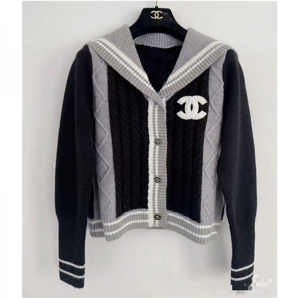 Chanel シャネル ハイブランド レディース カーディガン ドルマン ニット セーター シンプル スクールカーディガン 秋 ゆったり長袖 ゆったり Vネックトップス 冬 スクールセーター 上着 ニットカーディガン カーデ 羽織り 体型カバー