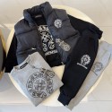 ハイブランドCHROME HEARTS ベビー服 キッズ服 秋冬 女の子 男の子 上下3点セット スウェット クロムハーツ 中綿ベスト コットン 子供服 クマ カワイイ 暖かい カジュアル 裏起毛 長袖 90 - 150cm