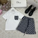 Dior ディオール 子供服 ブランド  ポロtシャツ 上下セット ２点セットキッズ かわいい トップス ハーフパンツ ゆったり スポーツウェア おしゃれ 人気 メンズ レディーズ 春夏 2色  90 - 160cm