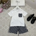 Dior ディオール 子供服 ブランド  ポロtシャツ 上下セット ２点セットキッズ かわいい トップス ハーフパンツ ゆったり スポーツウェア おしゃれ 人気 メンズ レディーズ 春夏 2色  90 - 160cm