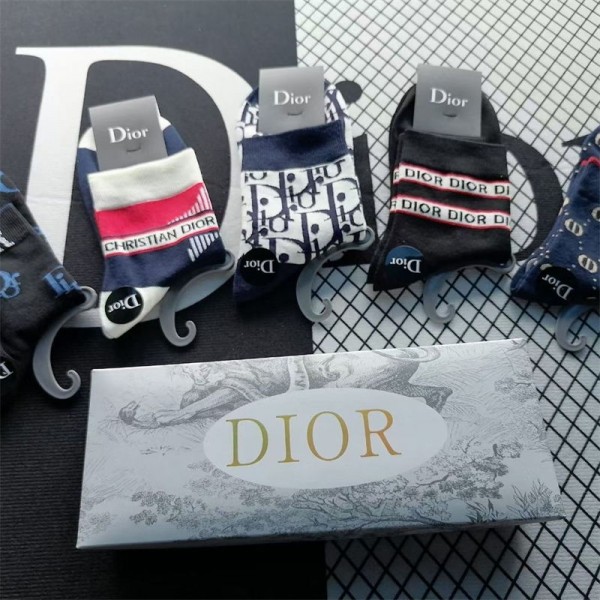 Dior ディオール ブランド ソックス 大人気 コットン 靴下 メンズ 通気性ブランドミドルソックス 高品質浅口ソックス 女の子好き 韓国