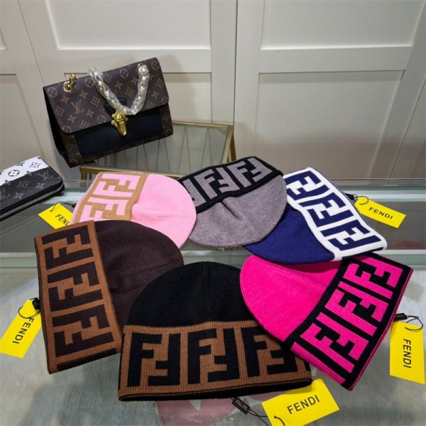 Fendi フェンディブランドニット帽 ニットキャップ メンズ ボックスロゴ 帽子 ビーニー スケーター ブランド ストリート スケボー 秋 冬 スノボ スキー