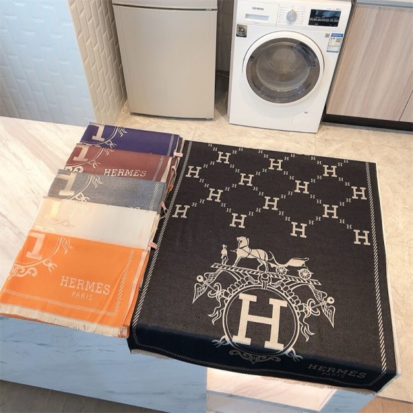 Hermes エルメスメンズ 大判ショール 暖かいレディース向け高品質ケープ 防寒マフラーファッション ふさ飾り 男女兼用 ギフト肌に優しい ブランドショール