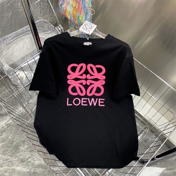 ロエベ ブランド ロングTシャツ 半袖 レディース LOEWE 大きいサイズ Tシャツ 春 夏 秋 クルーネック ロング丈 サイドスリット ゆったり おしゃれ カットソー ビッグサイズ チュニック 刺繍ロゴ プルオーバー 体型カバー シンプル