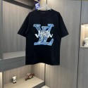 ルイヴィトン tシャツ メンズ 半袖 夏服 lv ブランド 上着 綿100% プリント柄 ヘンリーネック フィットネス おしゃれ インナーシャツ tシャツ メンズ シングル 肌着