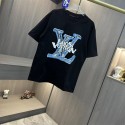 ルイヴィトン tシャツ メンズ 半袖 夏服 lv ブランド 上着 綿100% プリント柄 ヘンリーネック フィットネス おしゃれ インナーシャツ tシャツ メンズ シングル 肌着