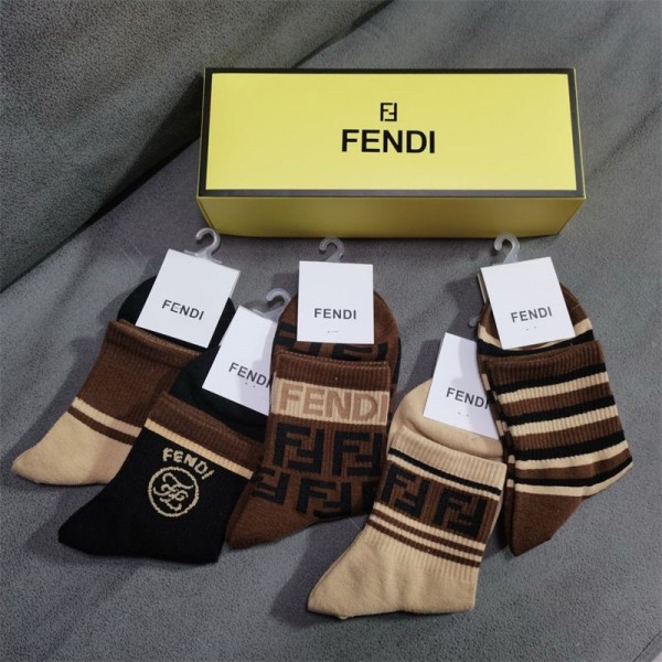 Fendi フェンディ ハイブランド ソックス 綿製ブランド ストッキング 大人気ブランドミドルソックス 高品質上質な コットン ソックス くつした