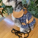 Lv ルイヴィトンハイブランドペット服 リード2点セット ドッグウェア 犬の服ブランド GG 犬用洋服パロディブランドペット用服 激安 ブランド犬服 春夏