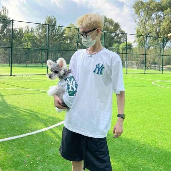 韓国ブランドエムエルビーペット服 MLB  ペット洋服 ナサ ペアルック 犬服 大人Tシャツ ペット散歩用 洋服  親子服 お揃い 飼い主 男女兼用 ペット用品 小型犬 おでかけ 猫服 ドッグウェア 半袖 