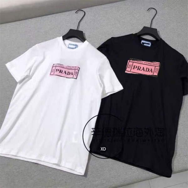 Prada ブランド Tシャツ メンズ 半袖 プラダ 夏服 綿 ビッグt グラデーション 上着 カットソー カジュアル ゆったり おしゃれ トップス 快適 軽い 柔らかい 大きいサイズ 春 夏 秋