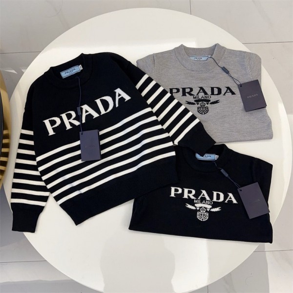 ブランド プラダ 子供服 ニットセーター PRADA 男の子 女の子 クルーネック 長袖 丸首 綿 キッズ 春秋冬 シンプル 通学 ボーイズ ガールズ 下着 インナー 防寒 