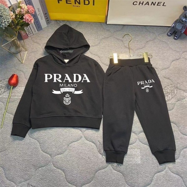 Prada プラダ ブランド パーカー キッズ スウェット ジャージ 上下セット パーカー パンツ 子供服 男の子 女の子 トレーニングウェア 裏起毛 スポーツ トレーナー スウェットパンツ セットアップ トップス パンツ 2点セット おしゃれ カジュアル プレゼント