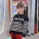 Prada プラダハイブランドセーター キッズ ニット クルーネックニット ボーダー柄 ニットセーター 子供 男の子 秋冬服 タートルネック プルオーバー 長袖 トップス 通学 通園 お出かけ クリスマス 新年 誕生日祝い 90 - 150cm